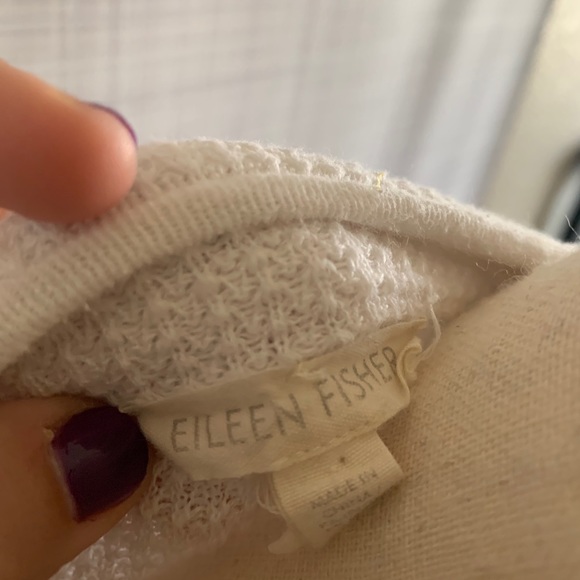 Eileen Fisher White Sweater with String in Front Beachy - Picture 7 of 8